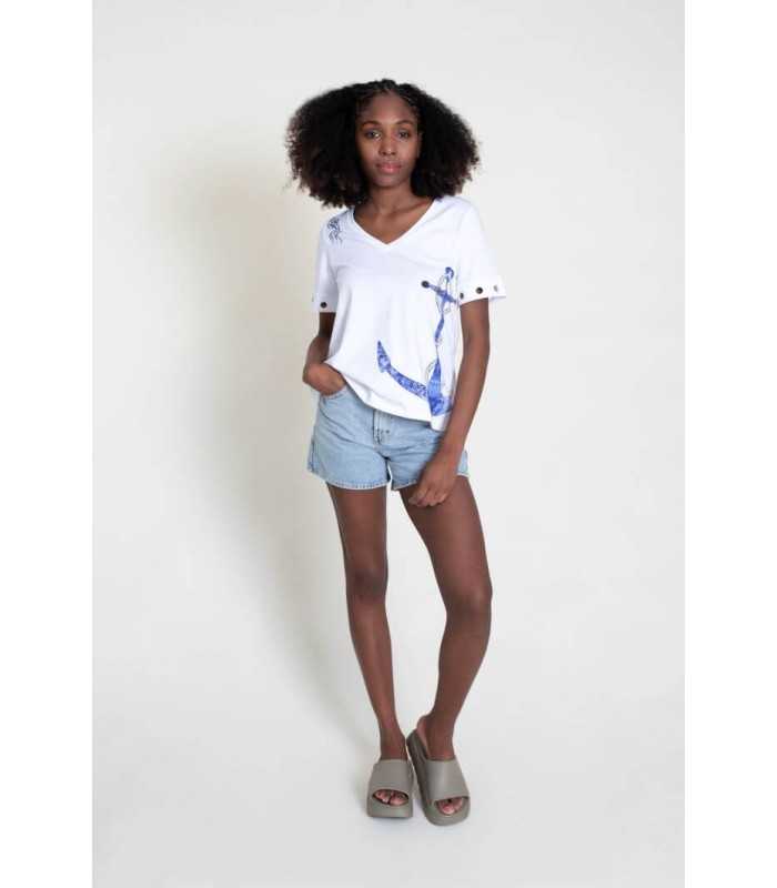 Camiseta Blanca Ancla Pisonero Mujer