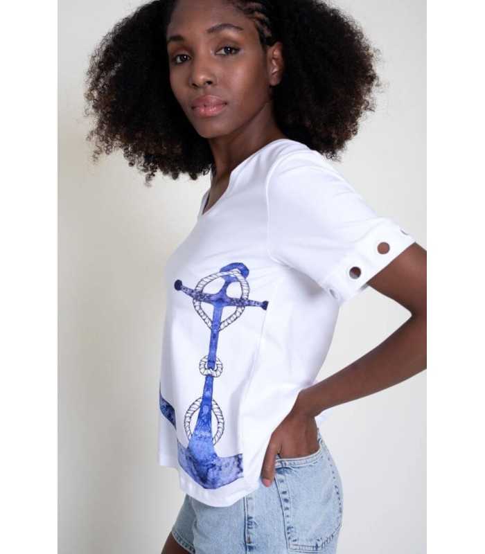 Camiseta Blanca Ancla Pisonero Mujer