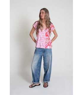 Camiseta Estampada Flores Pisonero Mujer