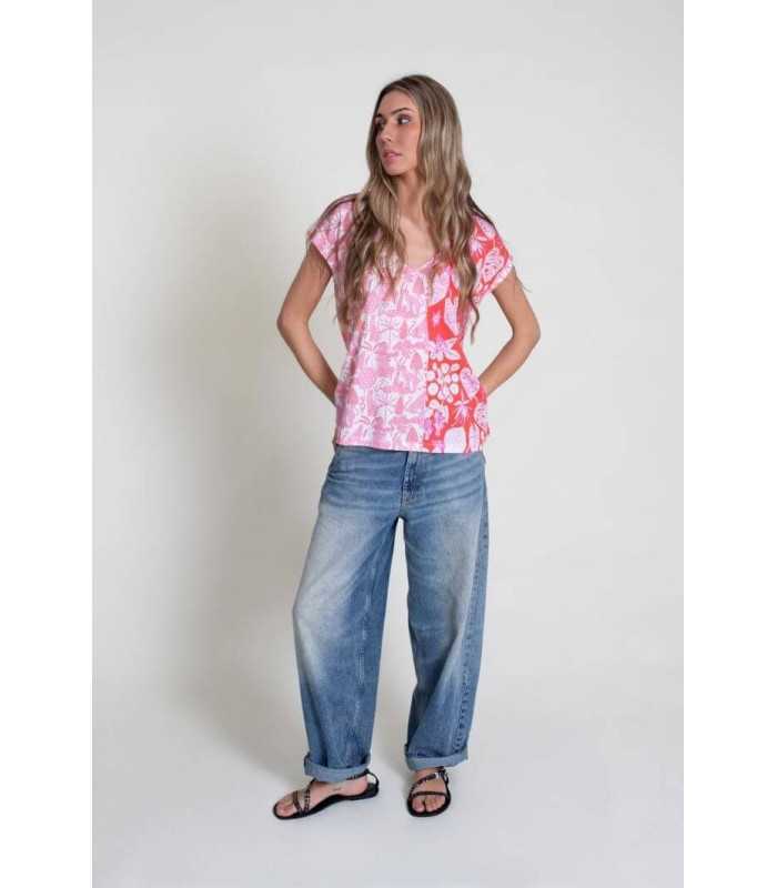 Camiseta Estampada Flores Pisonero Mujer