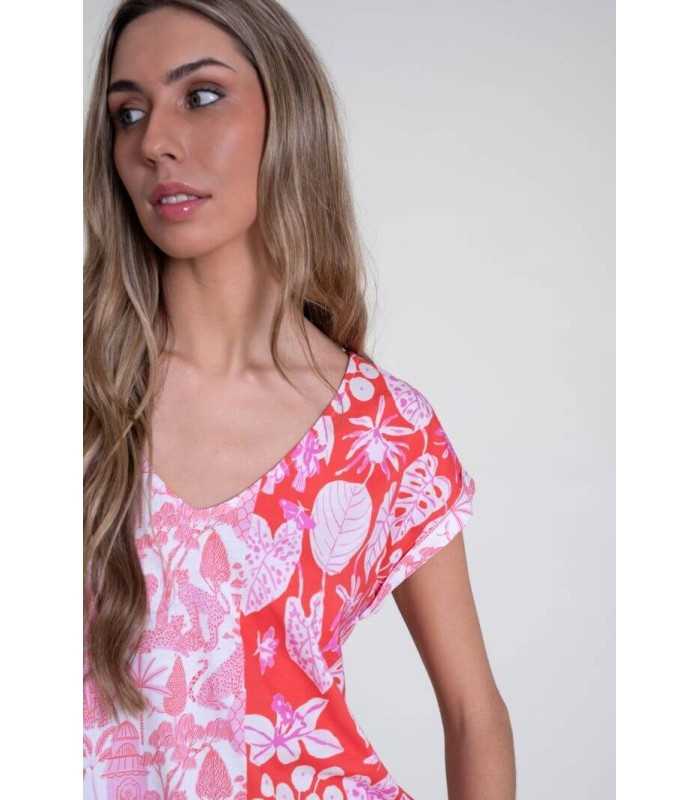 Camiseta Estampada Flores Pisonero Mujer