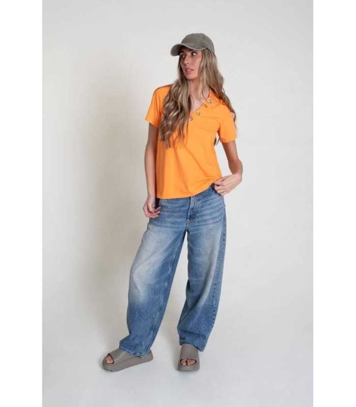 Camiseta Naranja Polo Pisonero Mujer