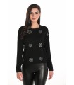 Suéter Negro Corazones Frank Lyman Mujer