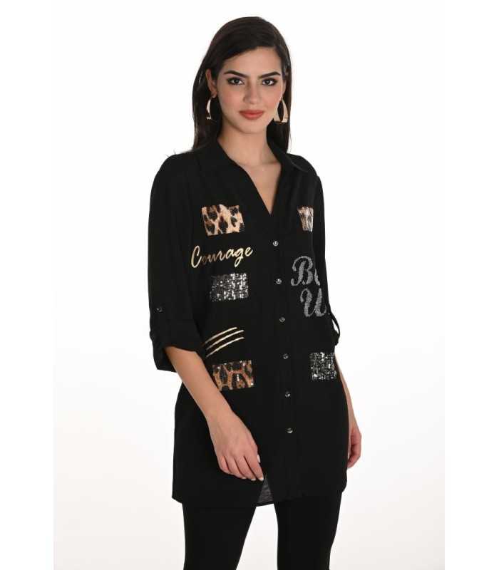 Blusa Negra Detalles Frank Lyman Mujer