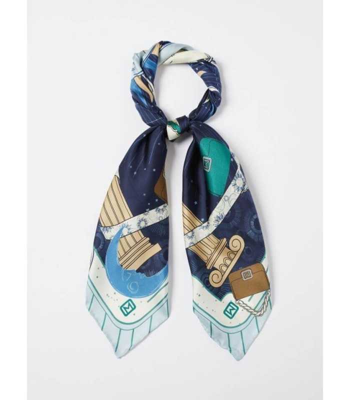 Fular Azul Estampado Marella Mujer