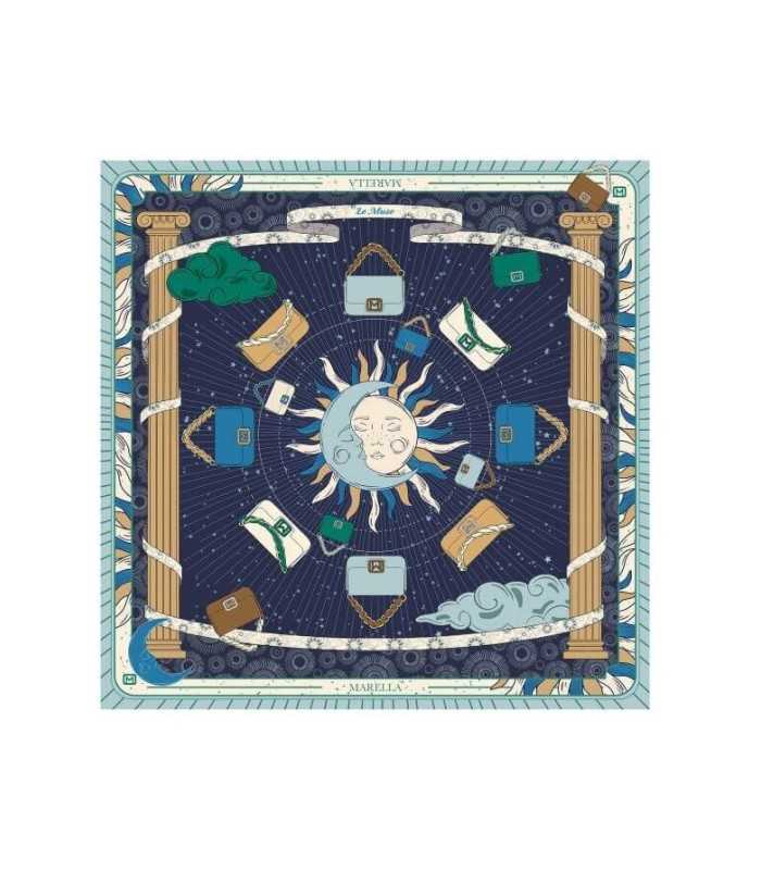 Fular Azul Estampado Marella Mujer