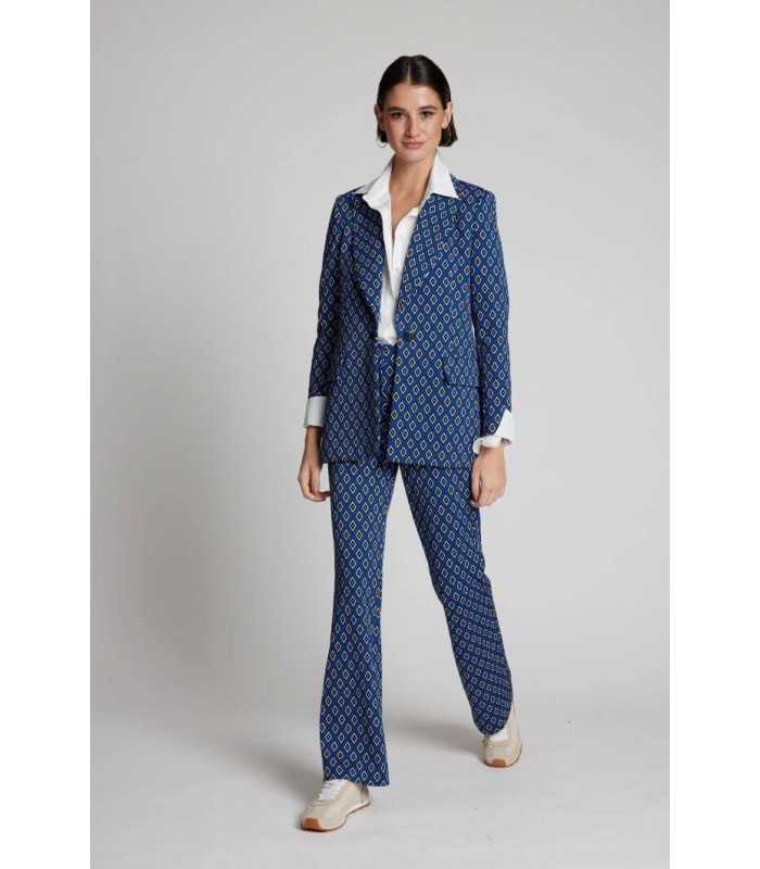 Chaqueta Azul Estampada Moskada Mujer