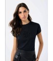 Camiseta Floral Negro Leo&Ugo Mujer