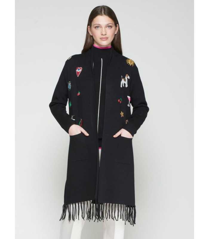 Chaqueta Negra Bordados Vilagallo Mujer