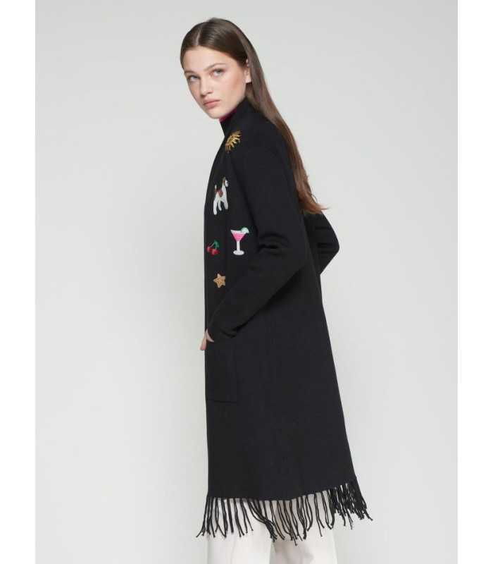 Chaqueta Negra Bordados Vilagallo Mujer