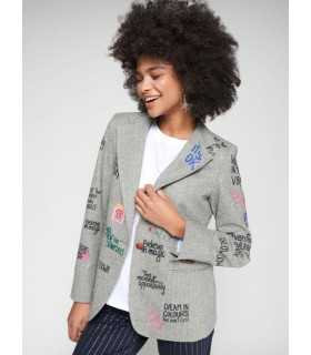 Chaqueta Gris Serigrafia Vilagallo Mujer