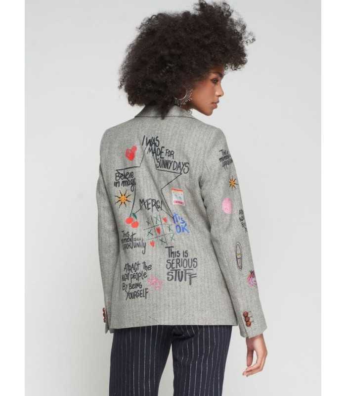 Chaqueta Gris Serigrafia Vilagallo Mujer