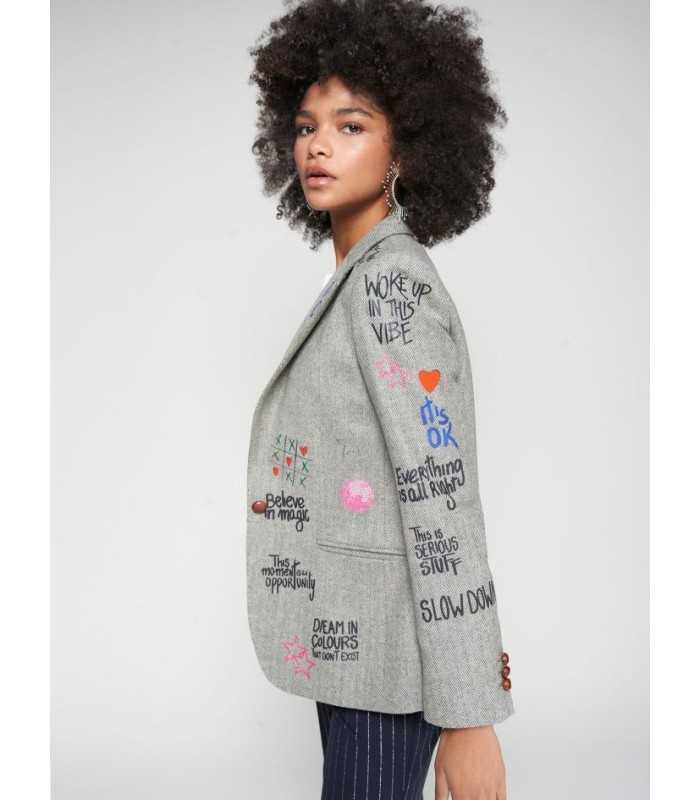 Chaqueta Gris Serigrafia Vilagallo Mujer