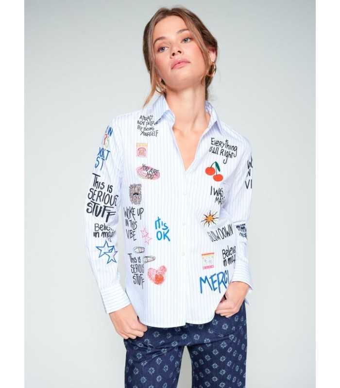 Camisa Rayas Serigrafia Vilagallo Mujer