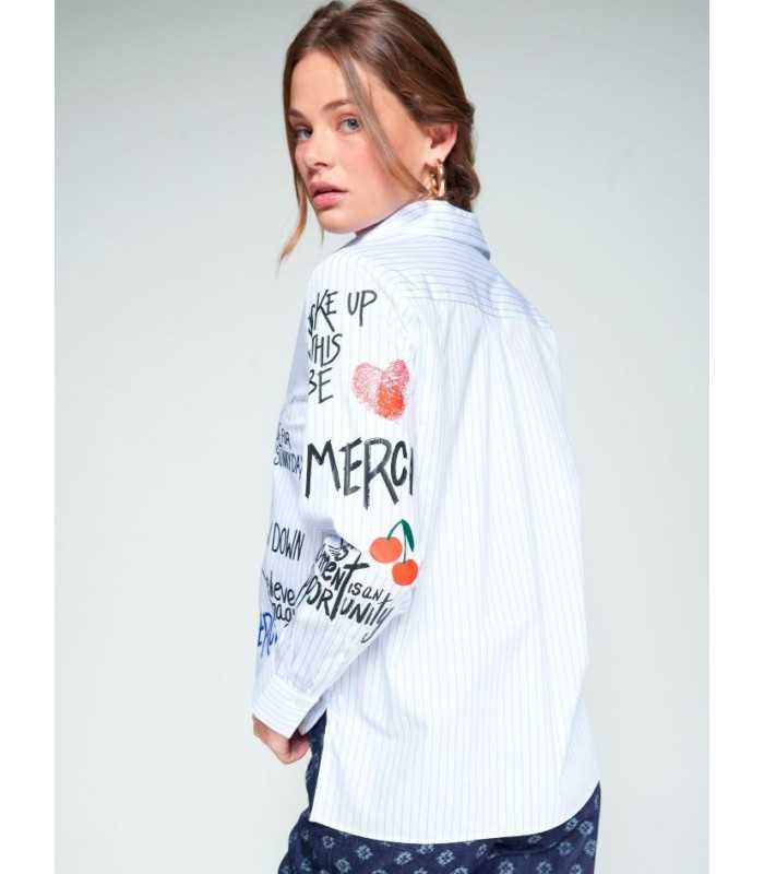 Camisa Rayas Serigrafia Vilagallo Mujer