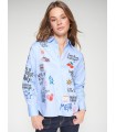 Camisa Azul Serigrafia Vilagallo Mujer