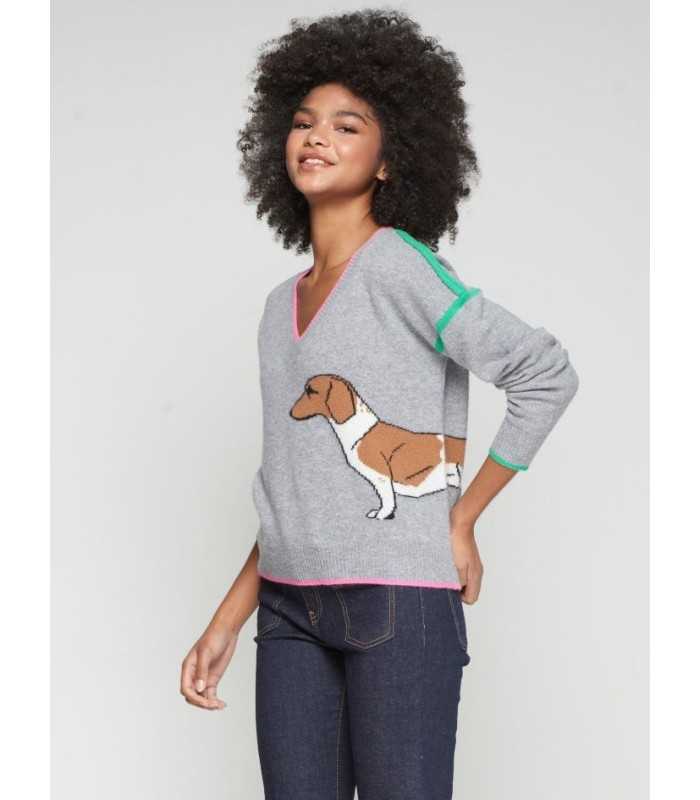 Suéter Gris Perro Vilagallo Mujer