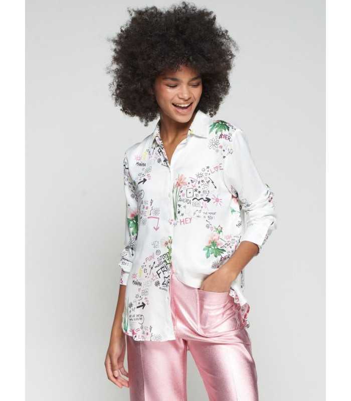 Camisa Estampada Flores y Graffiti Vilagallo Mujer