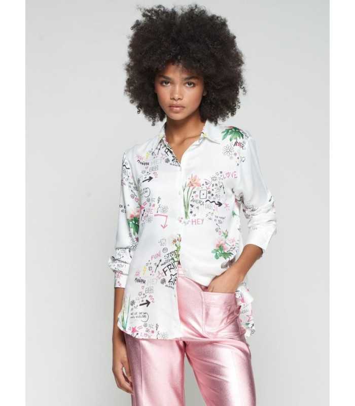 Camisa Estampada Flores y Graffiti Vilagallo Mujer