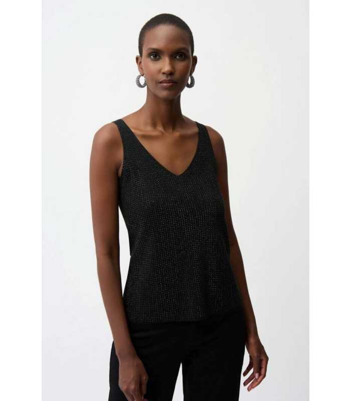 Top Punto Metalizado Negro Joseph Ribkoff Mujer