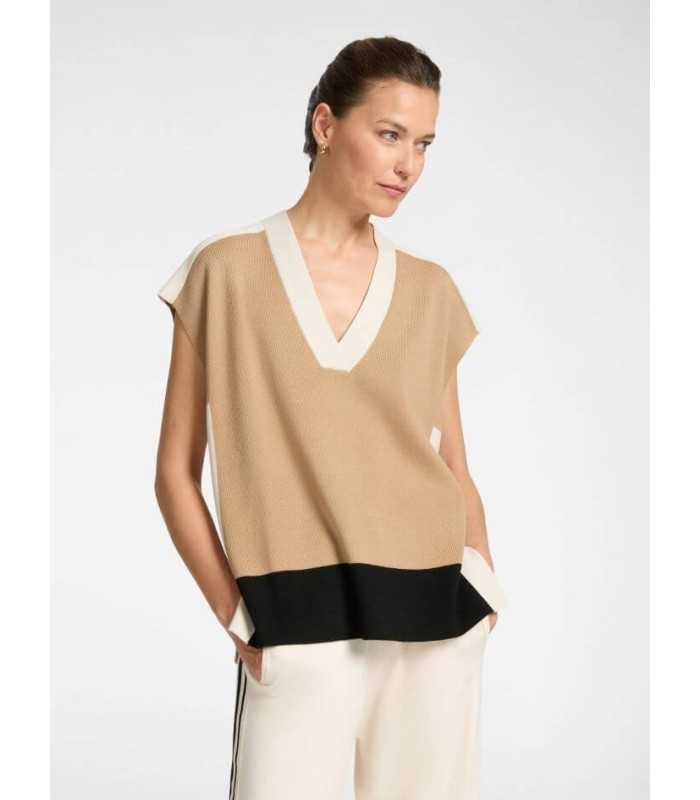 Chaleco Camel Escote Pico Elena Miro Mujer