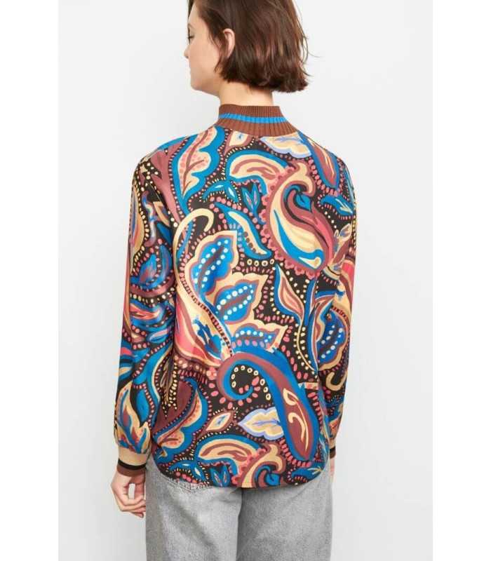 Blusa Estampada Cuello Alto Aldo Martins Mujer