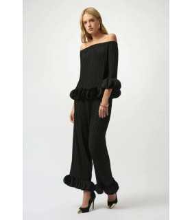 Top Plisado Negro Joseph Ribkoff Mujer