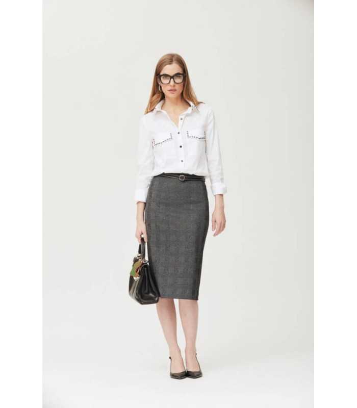 Camisa Blanca Tachuelas Oky Mujer