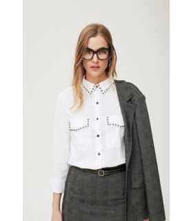 Camisa Blanca Tachuelas Oky Mujer