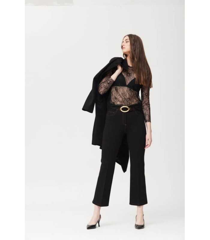 Pantalón Punto Roma Negro Oky Mujer