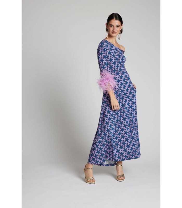 Vestido Estampado Geométrico Rosa Moskada Mujer