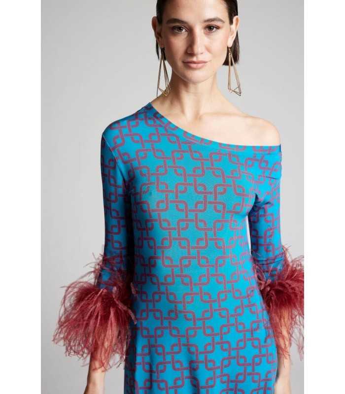 Vestido Estampado Geométrico Rosa Moskada Mujer