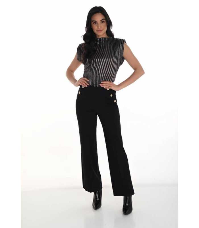 Pantalón Negro Botones Frank Lyman Mujer