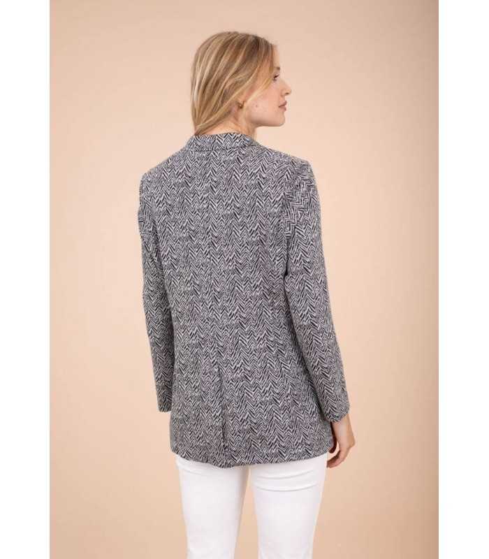 Blazer Gris Espiga Anna Mora Mujer