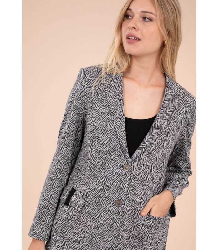 Blazer Gris Espiga Anna Mora Mujer