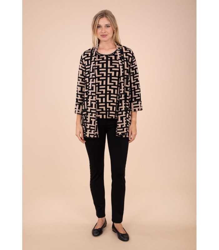 Pantalón Negro Tachas Anna Mora Mujer