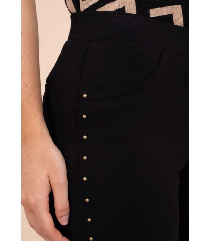Pantalón Negro Tachas Anna Mora Mujer