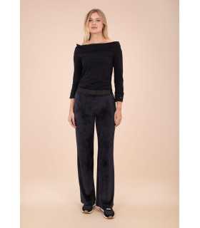 Pantalón Negro Terciopelo Anna Mora Mujer