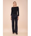Pantalón Negro Terciopelo Anna Mora Mujer