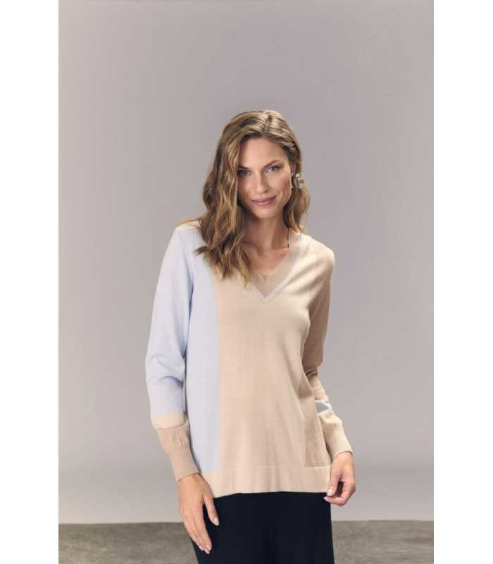 Suéter Punto Tricolor Carmela Rosso Mujer