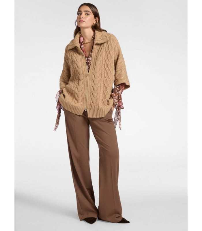 Chaqueta Punto Trenzado Camel Elena Miro Mujer