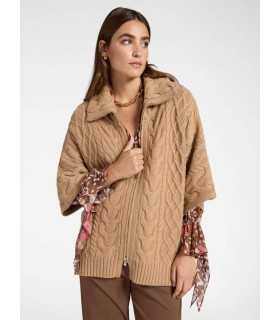 Chaqueta Punto Trenzado Camel Elena Miro Mujer