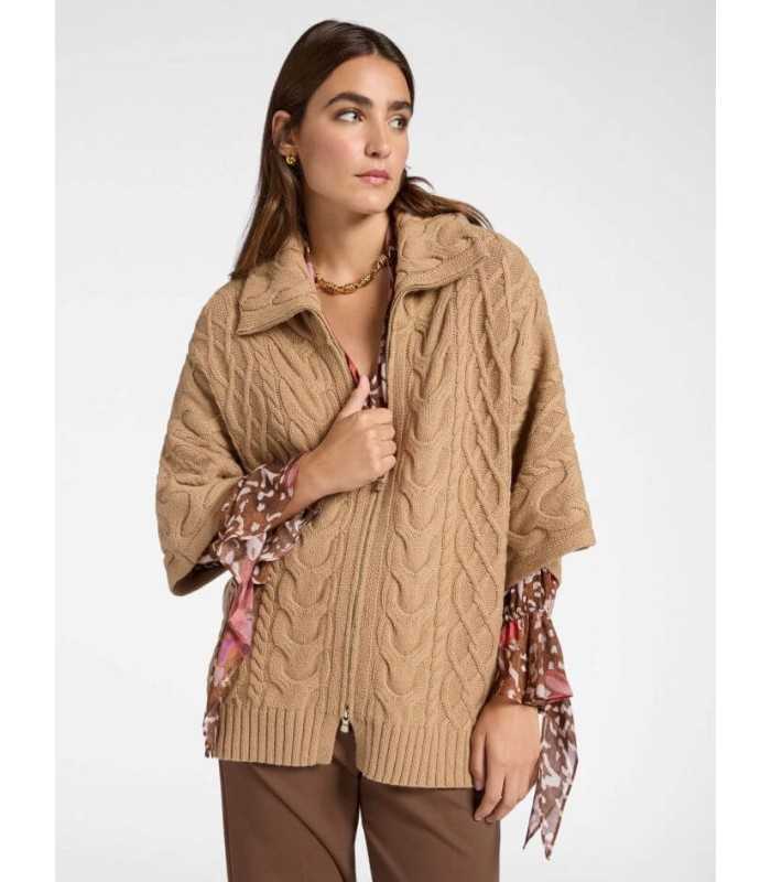 Chaqueta Punto Trenzado Camel Elena Miro Mujer