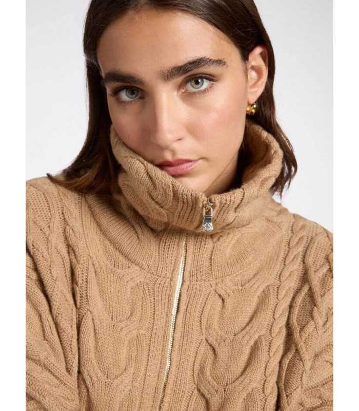 Chaqueta Punto Trenzado Camel Elena Miro Mujer