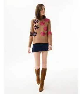 Suéter Camel Flores Leo&Ugo Mujer