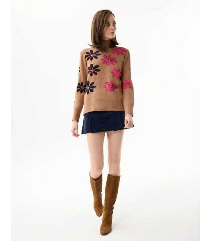 Suéter Camel Flores Leo&Ugo Mujer