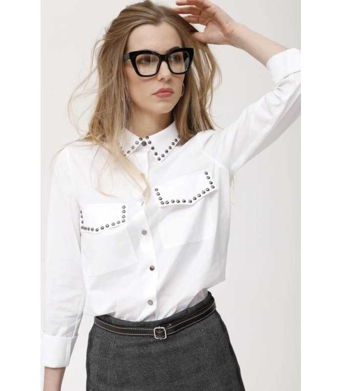 Camisa Blanca Tachuelas Oky Mujer