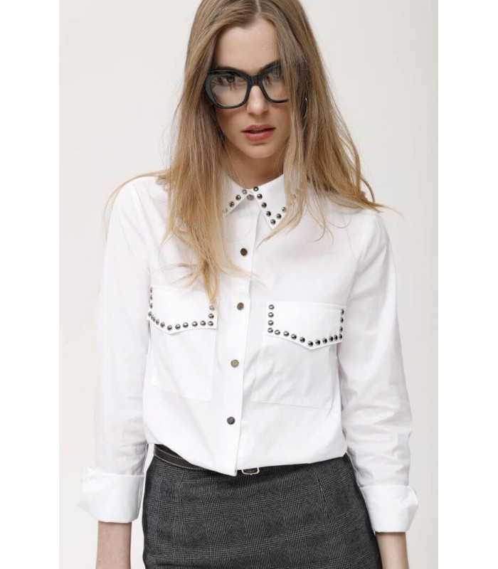 Camisa Blanca Tachuelas Oky Mujer