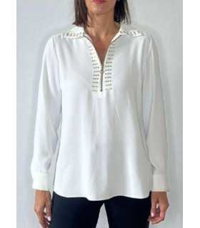 Blusa Blanca Remaches Civit Mujer