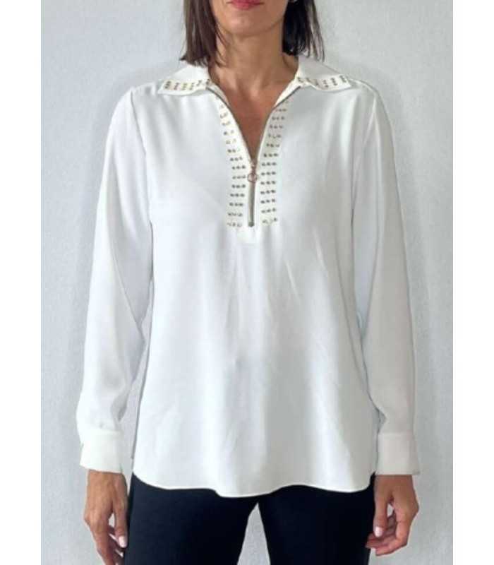 Blusa Blanca Remaches Civit Mujer